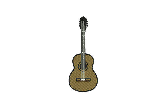 Acoustic Guitar Embroidery Design for Business Merch