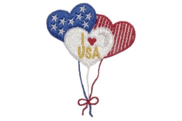 Patriotic Heart Balloons Embroidery Review for Craft Fairs